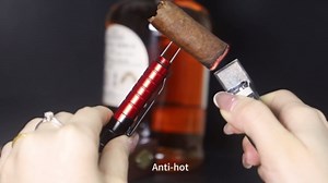 KEENSUN 6-in-1 Cigar Punch Pen Shape Tool Set Multitool with Cigar Punch(7mm), Cigar Draw Enhancer Cutter, Twin Nubber, Whistle and Clip (Red)