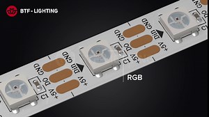 BTF-LIGHTING WS2812B IC RGB 5050SMD Pure Gold Individual Addressable LED Strip 3.28FT 100LED 100Pixel/m Flexible Full Color IP30 DC5V for DIY Chasing Color Project(No Adapter or Controller)