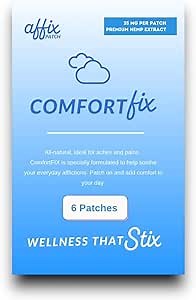 Affix Focus Fix Hemp Patches - 6 Pack | 24 Hours of Comfort | Aches & Pains | Knee, Back, Joints & Muscle Soreness | 35mg Premium Hemp | All-Natural
