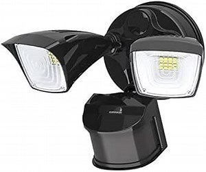 Hyperikon Outdoor Security Light, 25W LED Flood Light Fixture Wide Range Motion Sensor, 2 Head, Black