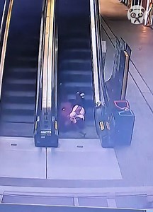 9.6K views · 17 reactions | Elderly Woman And Child Lose Balance And Fall On Escalator | Creative Panda | Facebook