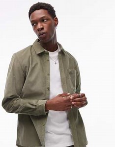 Lacoste - Chemise d'ensemble à manches longues en velours côtelé - Vert kaki | ASOS