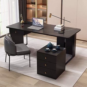 [Hot Item] Home Office Study Computer Table Free Retractable Desk with Bookcase Book Shelf