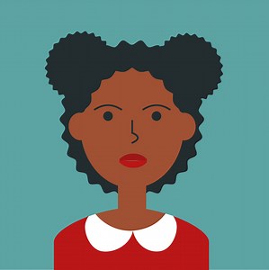 Descargar retrato de mujer de color plano. avatar de cara de etnia africana de niña joven. personajes para web, videojuego, cuenta, icono de vector. gratis