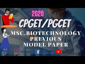 MSc biotechnology previous model paper 2020//cpget//pgcet//biotech// chemistry//