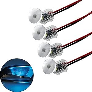 4pcs ICE-Blue Car Door Bowl Light Car Interior Decoration LED Lights With 4mm Holes Transparent Acrylic Lighting Suitable for Use in Trucks Cars SUVs Oil Tankers Toy Cars and Drones