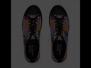 Floral Patchwork Quilt Inspired Design, Women's Low Top Sneakers, Casual Lace-up Canvas Shoes, Fashionable Walking Tennis Shoes, Gift Ideas - Etsy