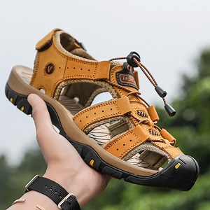 [Hot Item] New Arrival Large Size Fashion Real Genuine Leather Outdoor Summer Beach Men Leather Sandals