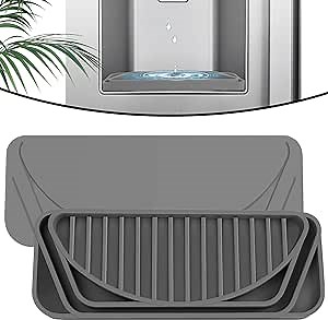 Silicone Refrigerator Drip Catcher - Non-slip Cuttable Mini Fridge Drip Tray, Refrigerator Drip Tray Hide Stain, Fridge Spills Water Pad Catch Basin for Most Fridge Water Dispenser (Grey)