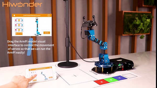 ArmPi Mini Robotic Arm for Raspberry Pi Robot Kit ROS Open Source Programming AI Vision 5DOF/Axis Robot Arm, Smart Robot DIY for Teens Adults for RPi 4B/CM4 (RPi Board Not Included)