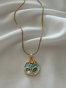 Handmade Enamel Flower Pendant Necklace: Gold Floral Jewelry - Etsy