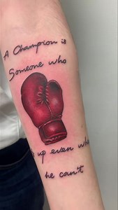 🥊& script from Craig today.. Now booking for May & June at Southend, DM us for availability! #boxingtattoo #scripttattoo #tattooquotes #redtattoo #southend | Urban Ink