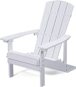 Modern Adirondack Chair, Weather-Resistant Hips Plastic Outdoor Chairs with Natural Wood Grain