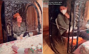 Da positivo a COVID-19 en Navidad y su familia se las ingenia para que puedan cenar juntos