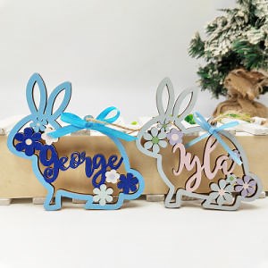 [Hot Item] Easter Wooden Door Sign Cartoon Rabbit Door Wall Hanging Wood Plaque Pendant Easter Ornament Holiday Home Decor Wooden Craft