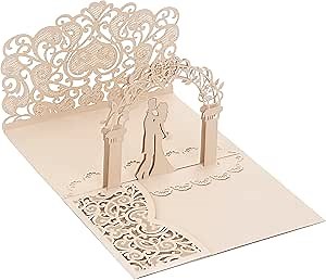 STAWINK Wedding Card for Bride and Groom, Light Pink 3D Pop up Wedding Card with Envelope and 2 Inside Pages, Wedding Shower Card, for Greeting/Anniversary/Wedding/Valentine/Engagement