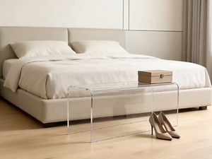 39 Inch Long Clear Acrylic Bench, Modern Contemporary Rectangle Seating for Living Room, Entryway, Family Room, Hallway and Foyer, Decorative Window Bench