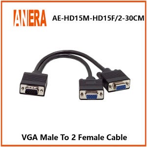 [Hot Item] Anera High Quality VGA 1 Male to Dual 2 VGA Female Converter Adapter Splitter Cable