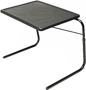 Table-Mate V TV Tray Table - Extra Wide Folding TV Dinner Table, Couch Table Trays for Eating Snack Food, Stowaway Laptop Stand, Portable Bed Dinner Tray - Adjustable TV Table with 3 Angles, Black