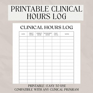 Clinical Hours Log | Internship & Practicum Tracker (PDF Pattern) - Etsy