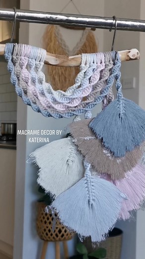 Trimming macrame Rainbow with feathers #macrametutorial #macramefeather | Macrame Decor By Katerina