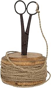 Foreside Home & Garden Vintage Decorative Scissor and Spool Metal, Wood & Jute