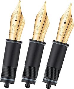 Asvine 3 PCS Fountain Pen Replaced Nibs, 6 Gold Plated EF Nib V169, P20, P30 and V126