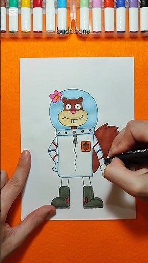 How to draw the squirrel Sandy Cheeks from SpongeBob SquarePants 🐿️ #drawing #tutorial #fun #cartoon
