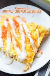 Low Carb Chicken Casserole - full of spicy buffalo chicken flavor!
