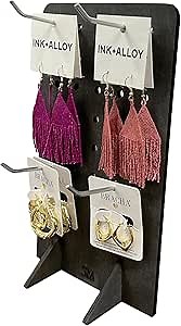 Torched Pegboard Display Stand for Jewelry, Craft Shows, Selling, Vendor Events, Tools, Peg Board Accessories Rack Organizer, Small 5.88" L x 4.3" W x 9.88" H, Ebony…