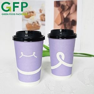 [Hot Item] Custom Disposable Coffee Paper Cups with Lids Food Grade Milk Coffee Cups for Hot Drinks Take-Away Cup with Lids