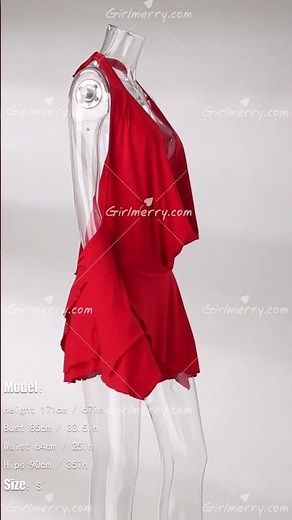 Girlmerry XS-XL stretch halter-neck lace-up backless deep v sexy mini dress Wholesale AA011434