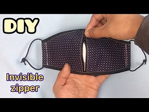 「隱形拉鍊口罩」DIY 3D Invisible zipper Mask Making 型紙なしで簡単 立体見えないジッパーマスクの作り方 立體布口罩 可放濾材 手作製作教學