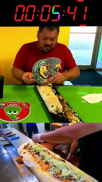 Tackling a giant burrito challenge