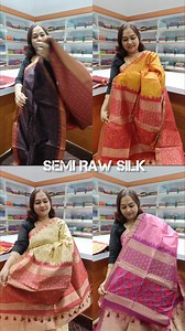 22 reactions | One Time Offer Semi Raw Silk Sarees | Tag Price...
