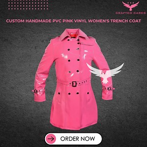 Handmade PVC Pink Vinyl Women's Trench Coat Trench Raincoat Women's Coat Shiny Light Weighted | Multi Colour's Option | Best Gift for Her - Etsy UK