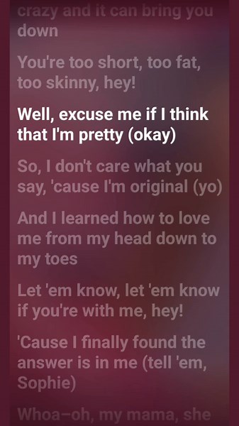 Girl in the Mirror - Sophia Grace Lyrics Video