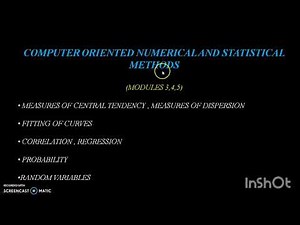 Computer oriented statistical methods - part1