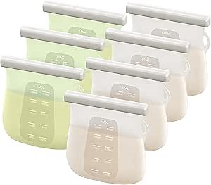 Reusable Breast Milk Storage Bags | 8.5oz Silicone Breast Milk Storage Bags Freezer, 7pcs Double Seal, BPA Free Breastmilk Storage Container for Breastfeeding