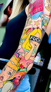 Stunning modern Disney sleeve by Intenze Family Member @anjelika_kartasheva ✨ | Intenze Tattoo Ink