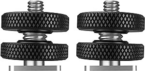TELESIN Camera Cold Shoe Mount to 1/4"-20 Tripod Screw Adapter Flash Hot Shoe Mount for DSLR Camera Rig (2-Pack)