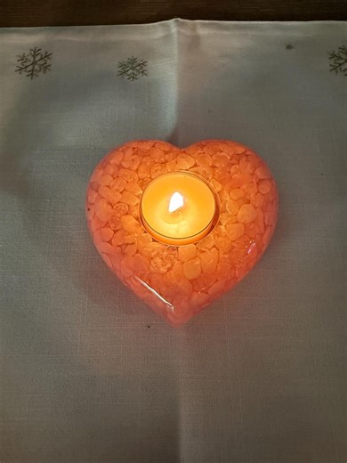 Heart-shaped Tea Light Holder With Rose Quartz Stones - Etsy