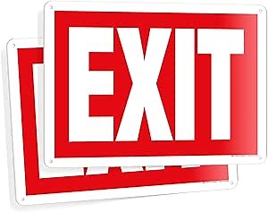 iSYFIX Exit Sign – 2 Pack 14X10 Inch – 40 mil Thick Polystyrene Plastic Sign, Laminated UV, Scratch & Fade Resistance, Waterproof, Indoor & Outdoor, Exit Signs for Exterior.