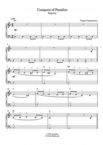 1492 : Christophe Colomb - Conquest of Paradise, Folia (niveau débutant, piano solo) (Vangelis) - Partition Piano