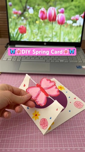 DIY Spring Card Idea🌸🩷🦋🌼 #easydiy #springcrafts #cardcreations #butterfly #cards #crafts