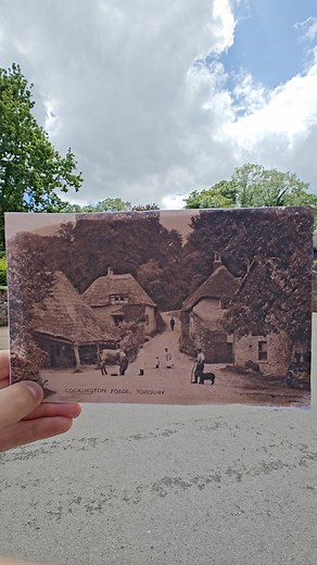 A beautiful now and then comparison of Cockington Village, Torquay. The Forge (on the left) dates from the 14th century #history #thenandnow | Then & Now GB