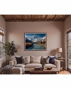 Mount Cook NZ Wall Art – Snowy Mountain & River Landscape Print, Aoraki Alpine Digital Poster, Nature Photography Decor - Etsy