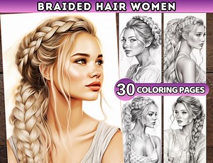 Adult Coloring Pages Beautiful Woman Printable Book Grayscale Hairstyle Illustration Beauty Inspirations Femme Coloring Pages Female Woman - Etsy