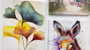 QIXIANG Blue Lotus Flower Wall Art Lotus Flower Watercolor Painting Zen Floral Print Canvas Art for Bathroom Wall Decor Frame (12.00" x 18.00", Flower 2)