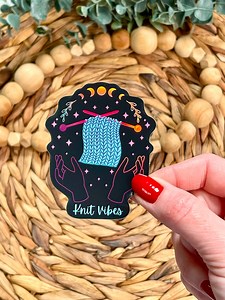 Holo Knit Vibes Sticker, Yarn Magic Decal, Sticker for Knitter, Knitting Geek Sticker, Yarn Life, Waterproof Vinyl Knitter, Yarn Knit Wizard - Etsy